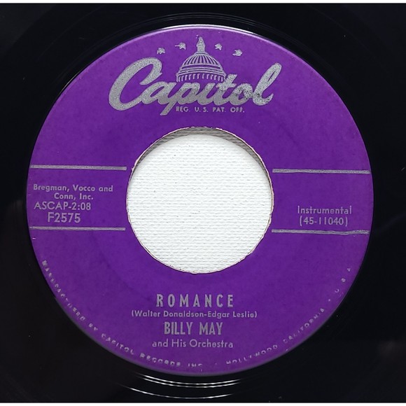 Billy May - Gone With The Wind / Romance on Capitol VG+ 7" Vinyl 45 rpm - Picture 2 of 2